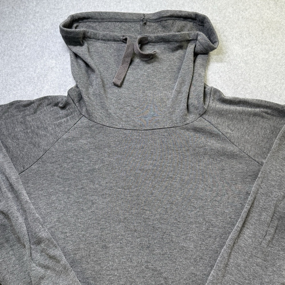 Athleta Uptempo Hoodie Womens Medium Gray Cowl Neck Long Sleeve Kangaroo Pocket - Picture 2 of 7